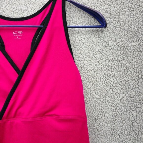 Champion Tank Top Womens Athletic Large Stretchy Workout Yoga Pink Black - Picture 5 of 10